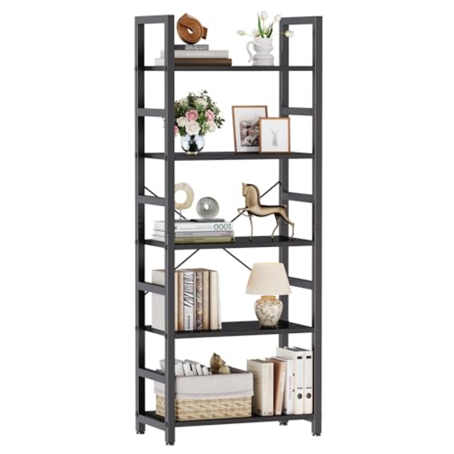 Display Stand Wood - 5-poziomowy regał na książki, nowoczesny wysoki