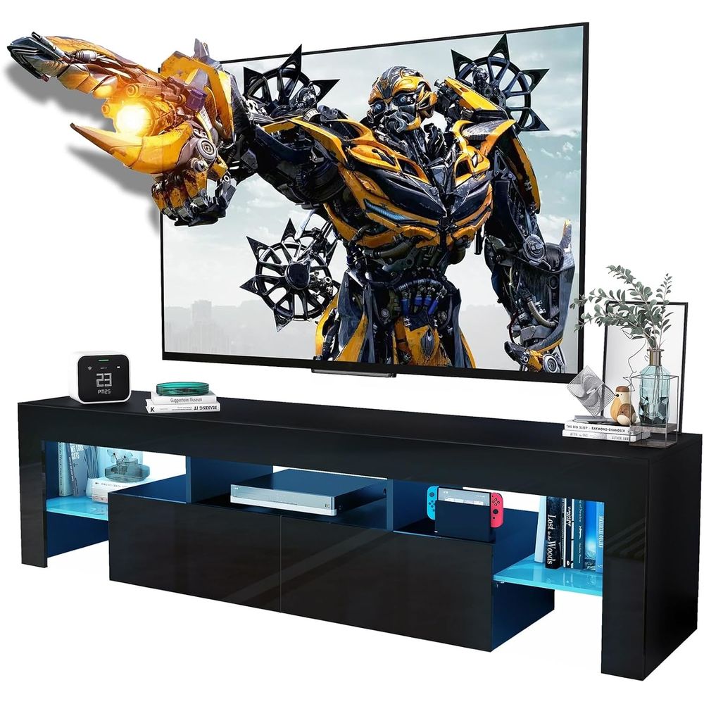Display Stand Wood - Czarna szafka RTV, drewniana szafka RTV