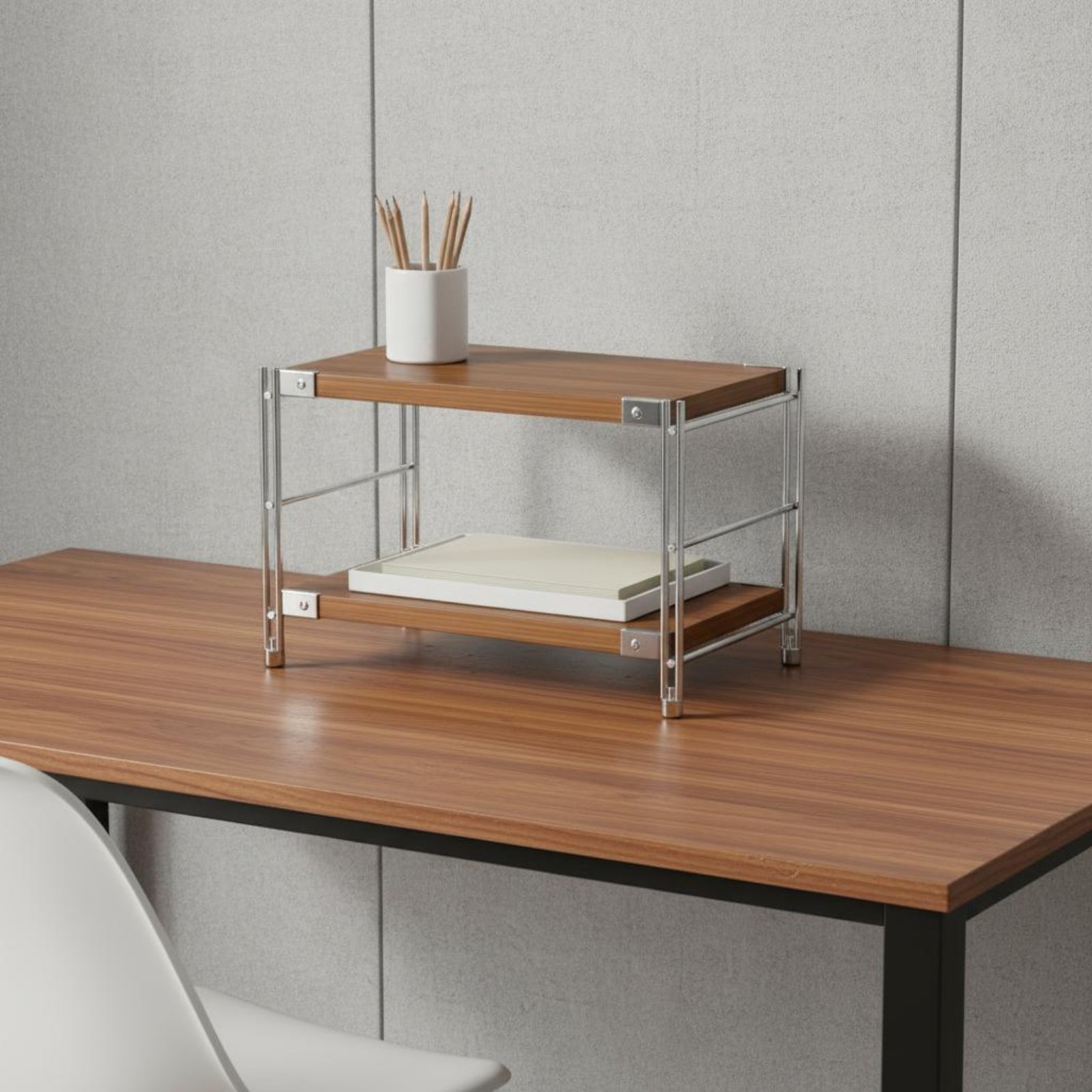 Wąska półka stojąca z podpórka – Display Stand Wood recenzja i cena