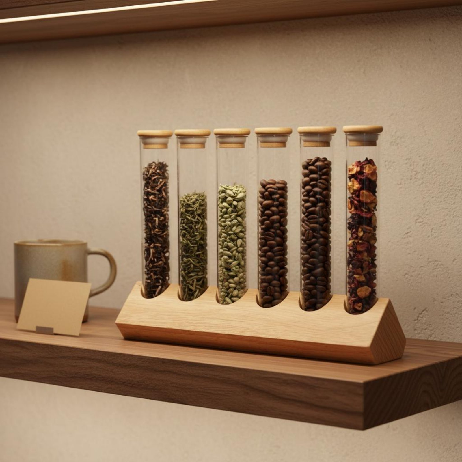 Zestaw szklanych pojemników z  – Display Stand Wood recenzja i cena