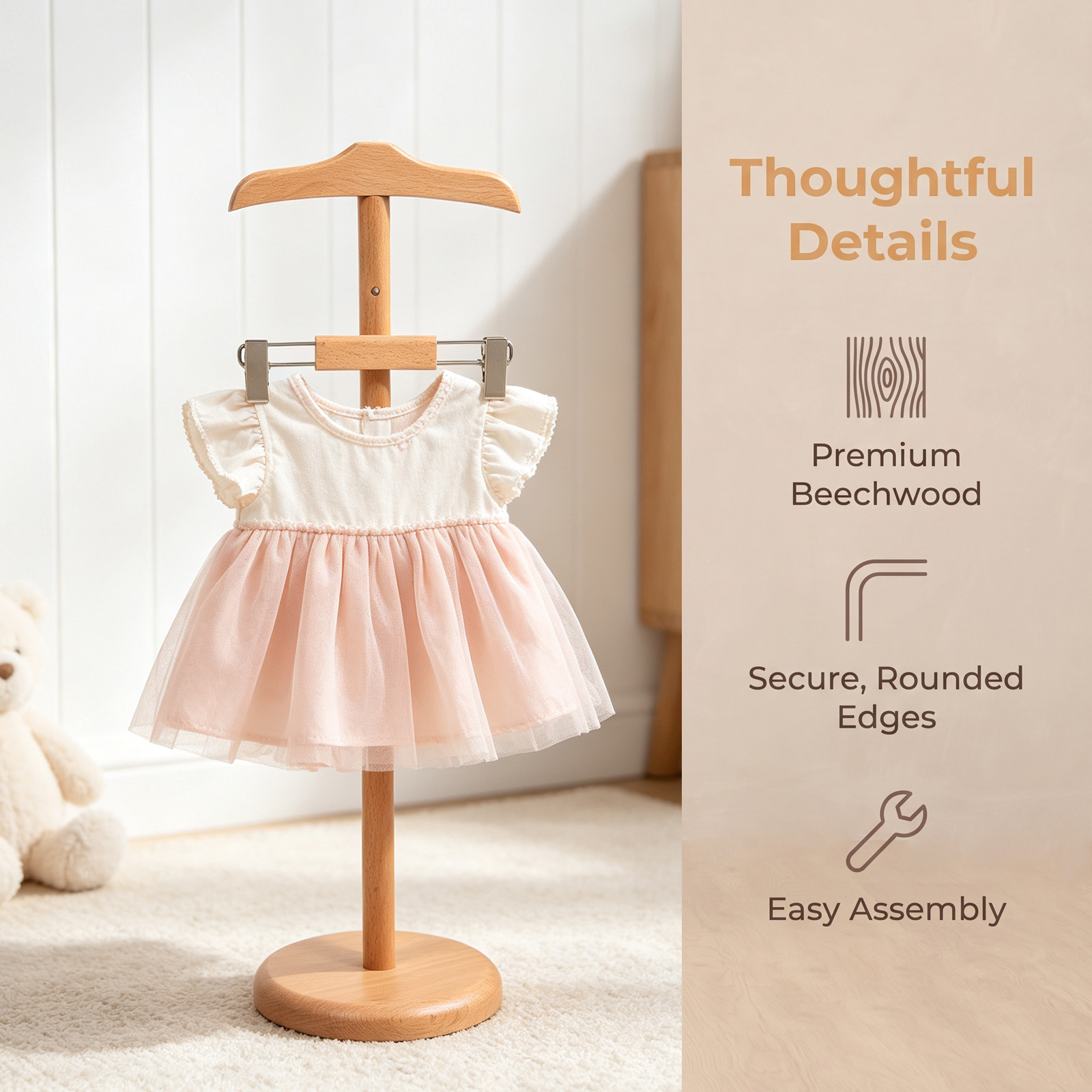 Stojak na ubrania z regulowaną – Display Stand Wood recenzja i cena